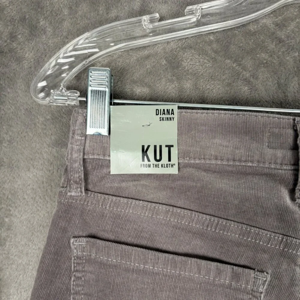 KUT From The Kloth Diana Skinny Pants Women’s 0 Concrete Gray Corduroy High Rise - Picture 7 of 8
